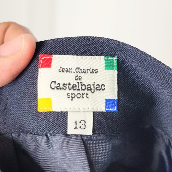 Jean Charles de Castelbajac Rare VTG Black Golf Theme Pleat Front Skirt Size 13 - Picture 6 of 10